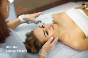 Woman having Hi-Fu to reduce wrinkles St Johns.