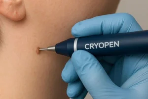 Person receiving skin tag removal St Johns